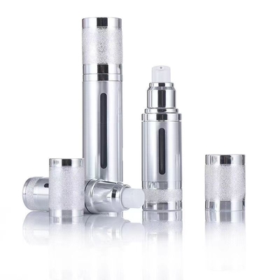 Bottiglia senza aria in alluminio da 50 ml in argento-oro con diverse pompe per cosmetici