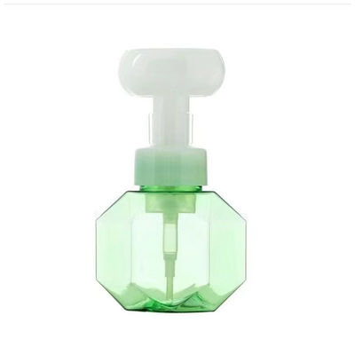 Flacone PET vuoto a diamante con testina a pompa foam a forma di fiore e capacità 100-300ml per uso cosmetico