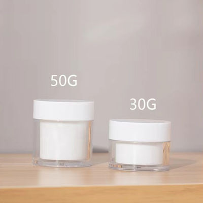 Vaso rotondo a doppio strato in plastica AS di alta qualità da 15 g, 30 g, 50 g per crema