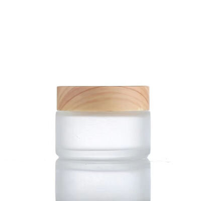 5g 10g 15g 30g 50g Bottoni vuoti di crema di vetro ghiacciata ricaricabili Cosmetici legno naturale Contenitori di stoccaggio a prova di perdite per i viaggi per la crema per gli occhi Maschera per il viso Cura della pelle