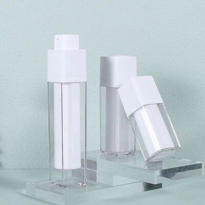 Bottiglia senza aria a forma quadrata 15 ml 30 ml 50 ml con pompa rotativa a serratura per prodotti per la cura della pelle