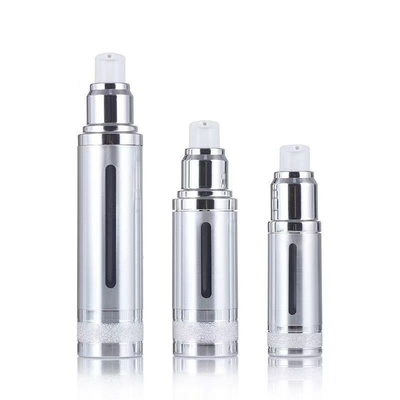 Bottiglia senza aria in alluminio da 50 ml in argento-oro con diverse pompe per cosmetici