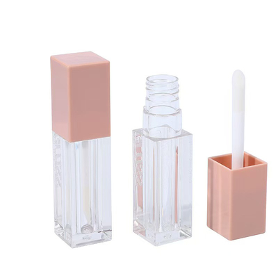 Tubo di plastica per labbra color rosa quadrato da 7 ml per labbra liquida ad alto lucido