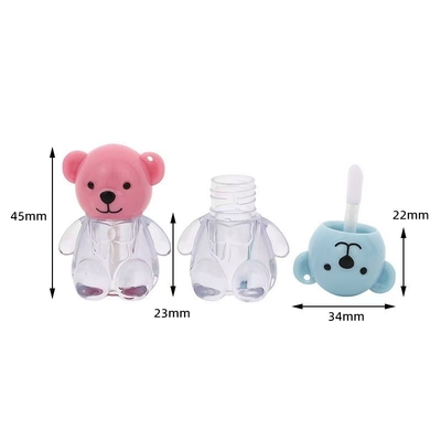 2ml Cute Bear Head Cap Plastic Lip Glaze Tube in vari colori con chiusura del cappuccio a vite e stampa personalizzata