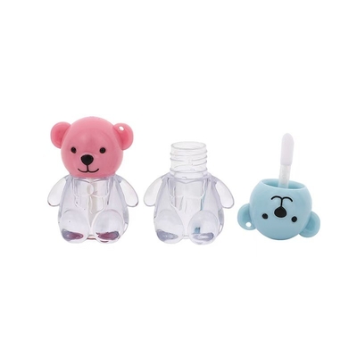2ml Cute Bear Head Cap Plastic Lip Glaze Tube in vari colori con chiusura del cappuccio a vite e stampa personalizzata