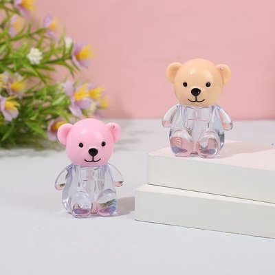 2ml Cute Bear Head Cap Plastic Lip Glaze Tube in vari colori con chiusura del cappuccio a vite e stampa personalizzata