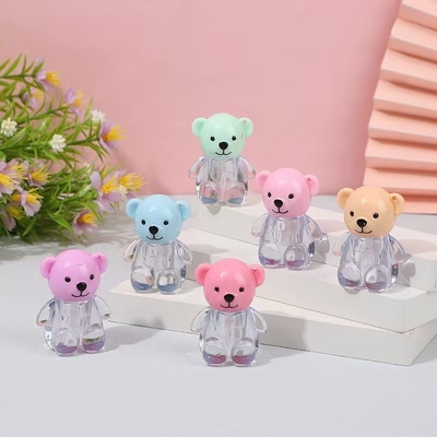 2ml Cute Bear Head Cap Plastic Lip Glaze Tube in vari colori con chiusura del cappuccio a vite e stampa personalizzata