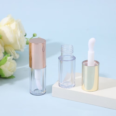 Tubo rotondo in plastica con lucido labiale con spazzola Diversi colori possono essere personalizzati Logo può essere personalizzato