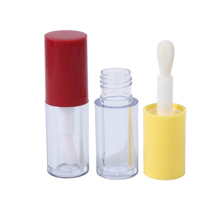 Tubo rotondo in plastica con lucido labiale con spazzola Diversi colori possono essere personalizzati Logo può essere personalizzato
