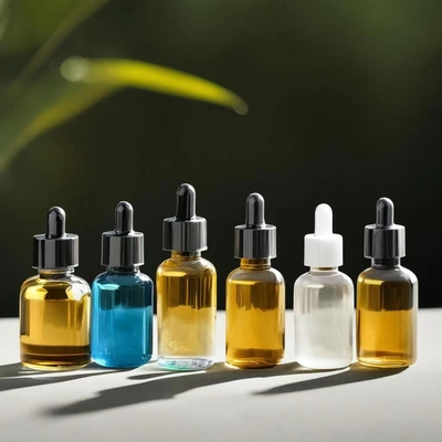 Bottiglia di olio essenziale di ambra per viaggiatori con testa di gocciolante di plastica e pipetta di vetro 5ml 10ml 30ml 50ml 100ml