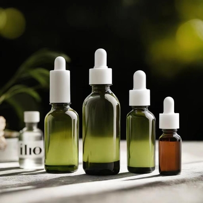 Bottiglia di olio essenziale di ambra per viaggiatori con testa di gocciolante di plastica e pipetta di vetro 5ml 10ml 30ml 50ml 100ml