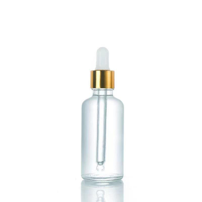 Bottiglia a spalla di vetro vuoto su misura con gocciolante in alluminio 10ml 30ml 50ml