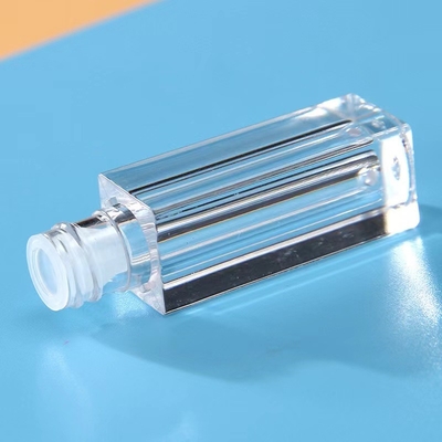 Tubo di lucido per labbra in plastica 1.2 ml imballaggio vuoto quadrato con tappo nero con corpo di tubo trasparente