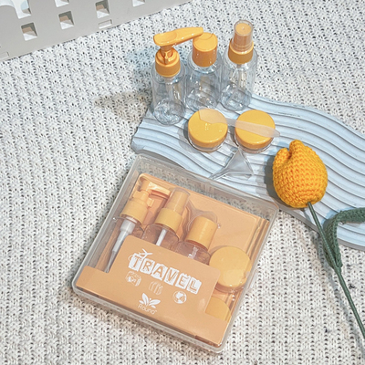 Voguish Design 7 pezzi di plastica da viaggio 50ml Set bottiglia utilizzato per il pacchetto di cura personale