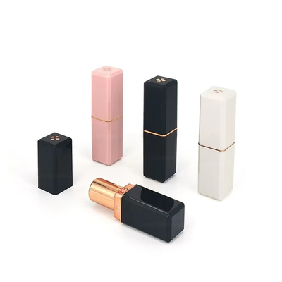 Tubo di rossetto vuoto in plastica a forma quadrata 5G con quattro foglie di trifoglio stampate sul tappo