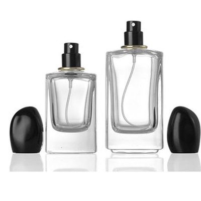 Bottiglia di profumo in vetro quadrato con 50 ml di 100 ml di capacità e tappo a forma irregolare