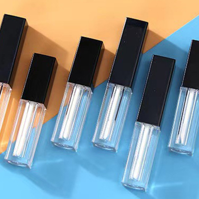 Grosso 1.2 ml tubo di lucido per labbra vuoto quadrato nero e colore trasparente