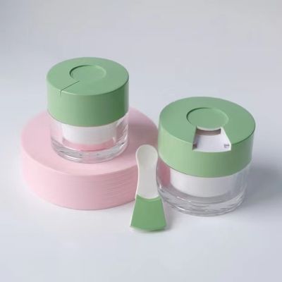 15/30/50g Clear Double-Wall Cosmetic Cream Jar with Built-in Hygienic Spoon for Moisturizer, Face Mask & Skincare