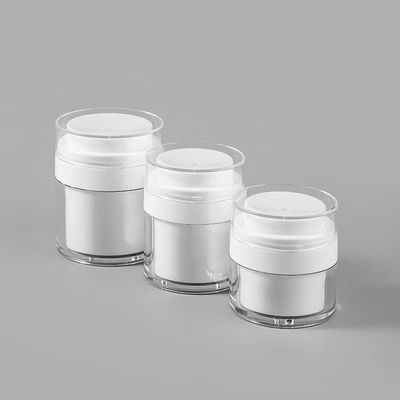 Vaso di plastica acrilica senza aria personalizzato con materiale PP e stampa a seta per lozione cosmetica e crema per il viso