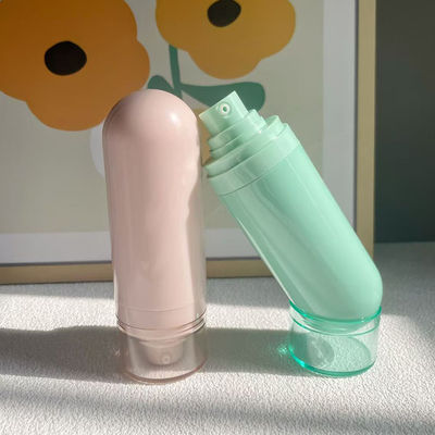 Bottiglia di plastica senza aria personalizzata con testa di spruzzatore di nebbia o testa di pompa di lozione e stampa a seta