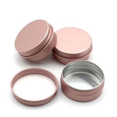 Barattolo cosmetico di lusso in alluminio oro rosa con tappo a vite