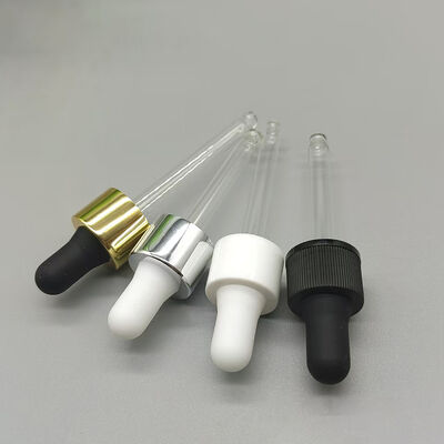 18mm 20mm 24mm 28mm Bulbo in silicone Oro Argento Chiusura liscia opaca Imballaggio cosmetico Contagocce in plastica Contagocce in plastica per olio essenziale