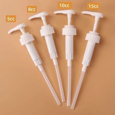 Pompa distributore di sciroppo in plastica PP per alimenti in ingrosso con grande dosaggio 8cc 10cc 30cc in 28mm 33mm 38mm