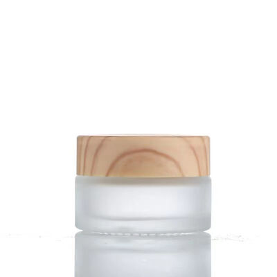5g 10g 15g 30g 50g Bottoni vuoti di crema di vetro ghiacciata ricaricabili Cosmetici legno naturale Contenitori di stoccaggio a prova di perdite per i viaggi per la crema per gli occhi Maschera per il viso Cura della pelle