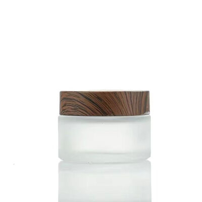 5g 10g 15g 30g 50g Vaso di crema di vetro congelato vuoto Cosmetici Contenitori in legno naturale per crema per occhi Maschera viso