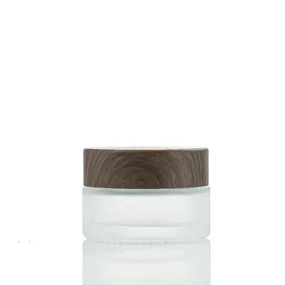 5g 10g 15g 30g 50g Vaso di crema di vetro congelato vuoto Cosmetici Contenitori in legno naturale per crema per occhi Maschera viso
