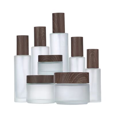5g 10g 15g 30g 50g Vaso di crema di vetro congelato vuoto Cosmetici Contenitori in legno naturale per crema per occhi Maschera viso