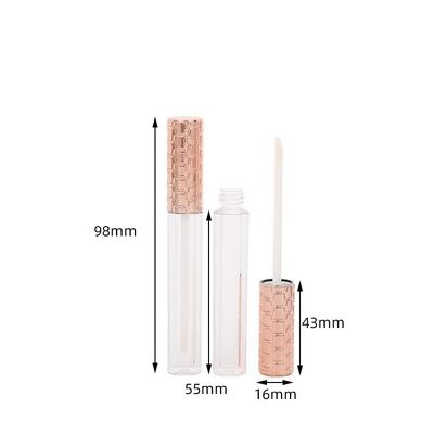 Ingrosso Tubo Lucidalabbra in Plastica da 4,5 ml con Tappo Dorato e Pennello Bianco per Contenitore Cosmetico Vuoto