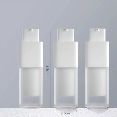 Bottiglia senza aria a forma quadrata 15 ml 30 ml 50 ml con pompa rotativa a serratura per prodotti per la cura della pelle